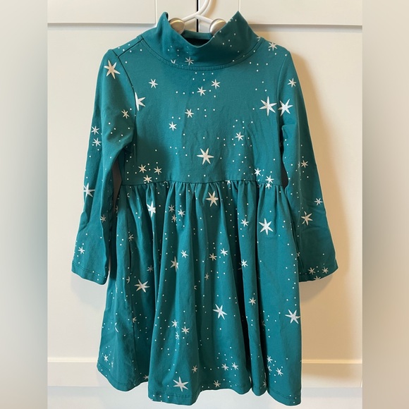 Hanna Andersson Teal Dress with silver stars - Picture 1 of 3